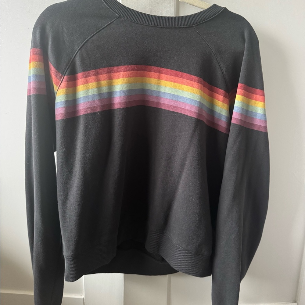 Marine Layer Black Sweatshirt with Colorful Stripes